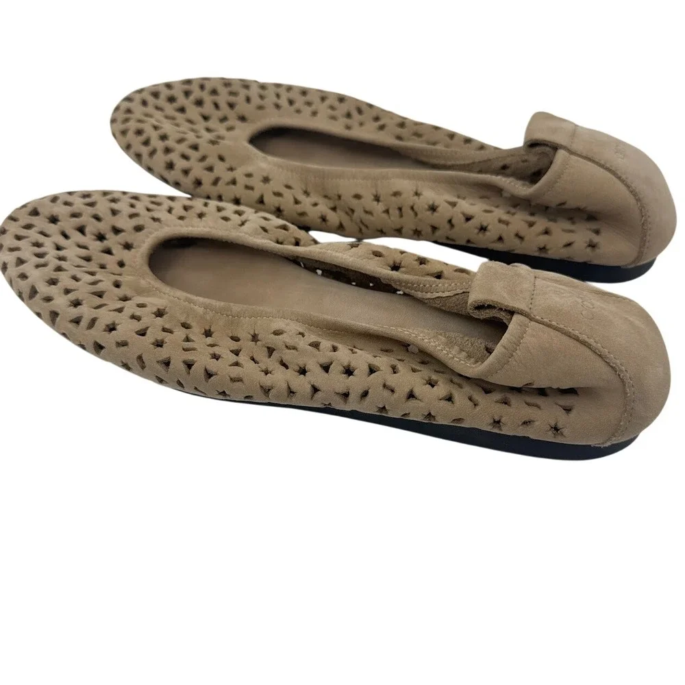 Arche Lilly Tan Perforated Nubuck Leather Ballet Flats Made in France Womens 41